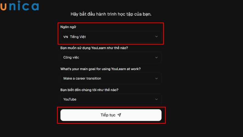 Chọn ngôn ngữ tiếng việt