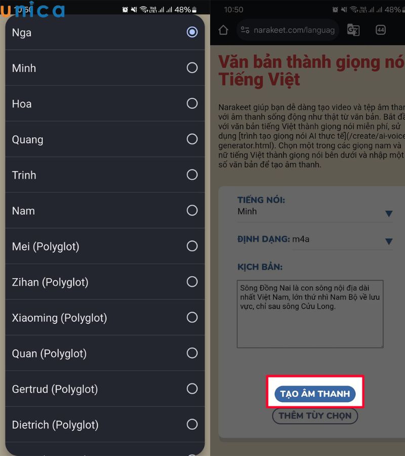 Nhập nội dung và nhấn chọn