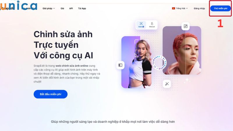 Truy cập trang web chính thức SnapEdit