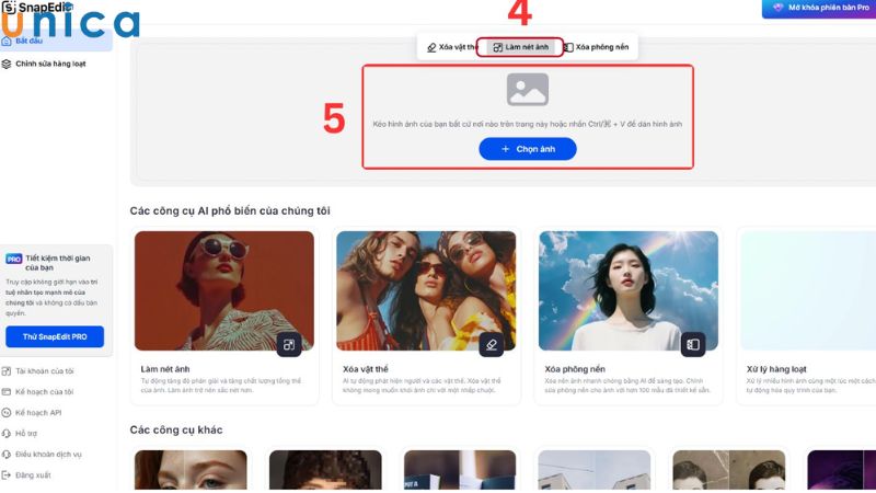 Tải ảnh cần chỉnh sửa