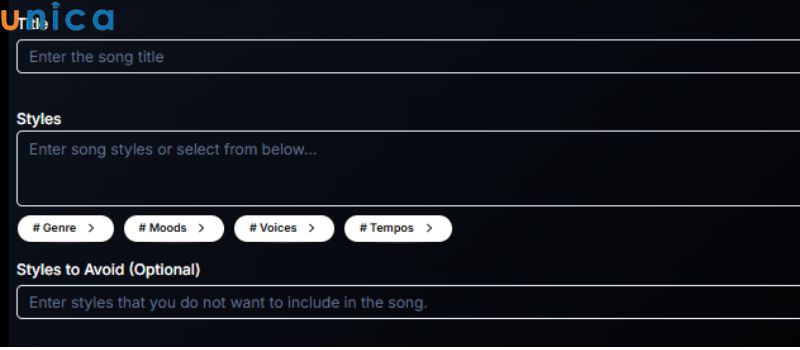 Tùy chọn giọng hát & phong cách nhạc mong muốn