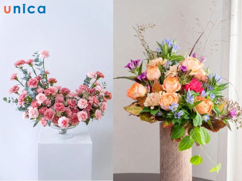 Cách cắm hoa cẩm chướng uốn lượn dạng sóng