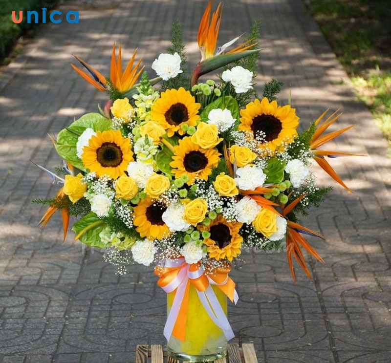 Cách cắm hoa cẩm chướng mix hướng dương