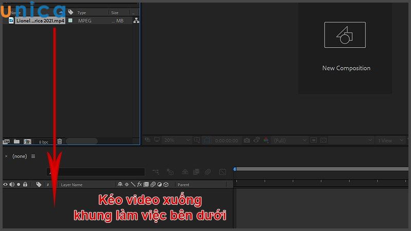 Kéo video xuống khung làm việc