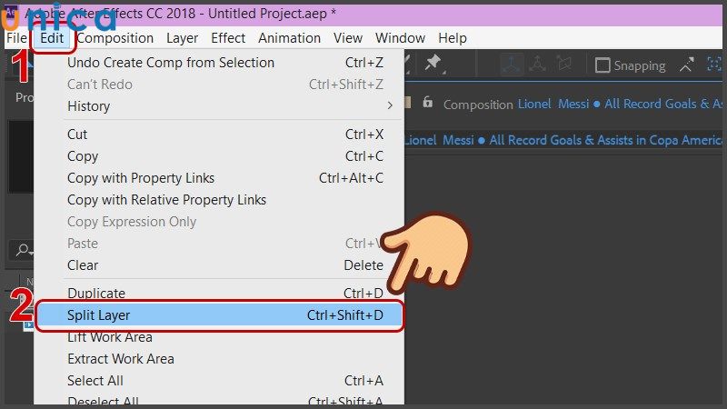 Chọn Edit và chọn Split Layer
