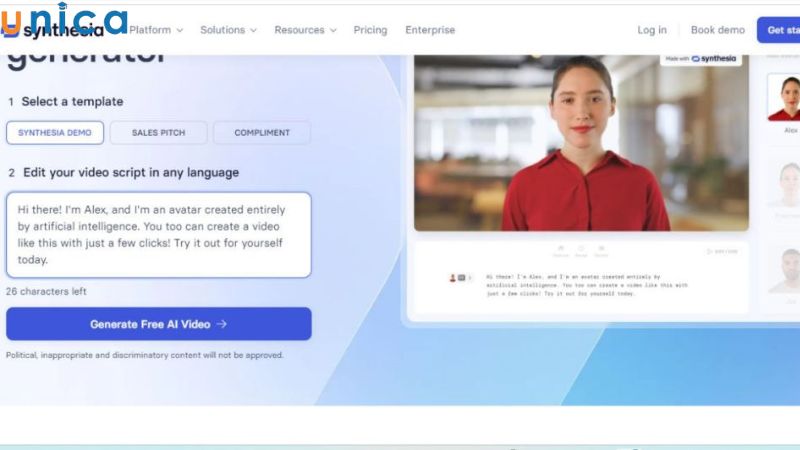 Nhập kịch bản muốn tạo video
