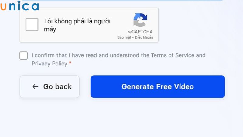 Đánh dấu vào ô xác minh “Tôi không phải người máy”