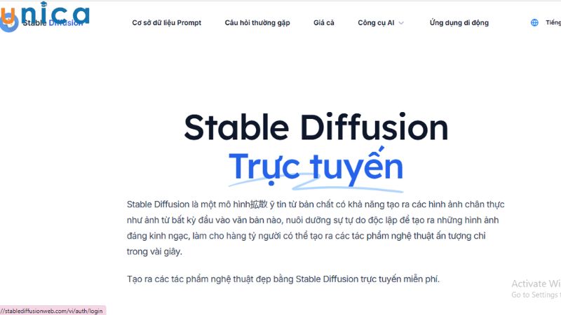 Truy cập vào website Stable Diffusion Online