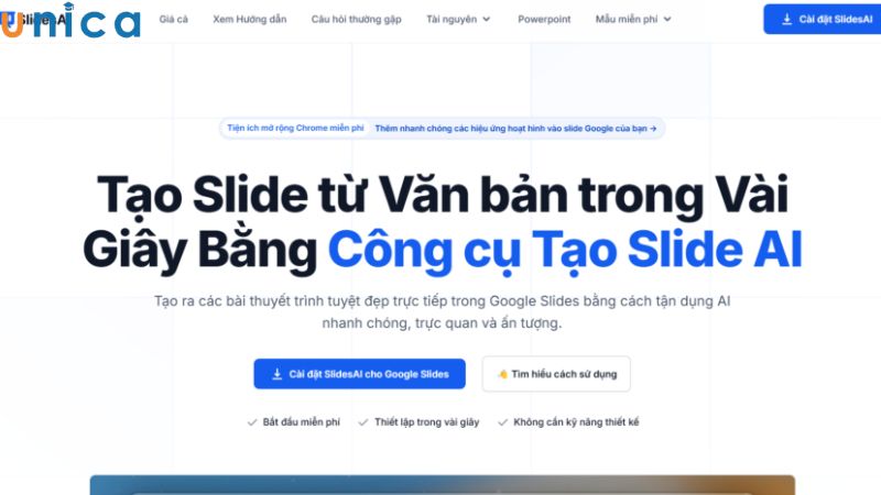 Truy cập vào website chính thức của Slides AI 