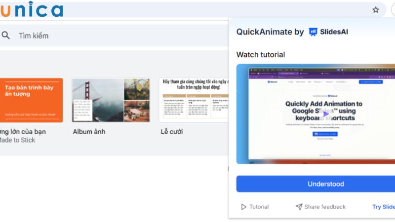Cài đặt công cụ tạo slide 