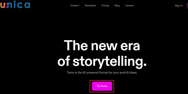 Truy cập trang web chính thức của Tome AI