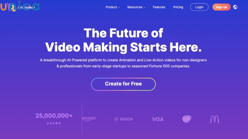 Truy cập trang chủ Animaker và tạo tài khoản