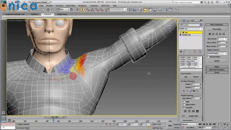 Skinning được tích hợp vào 3D Max để hỗ trợ các tác vụ chuyển động trong thiết kế