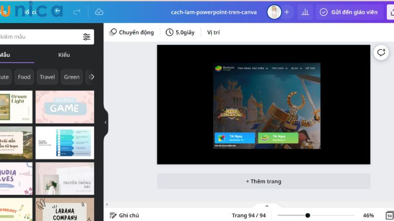Canva cho phép bạn tạo ra các slide đẹp mắt và chuyên nghiệp