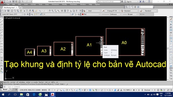 cách tạo khung a1 trong cad