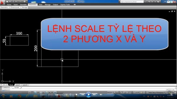 Lệnh scale theo 2 phương trong Autocad theo trục X và Y